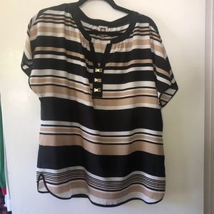 Anne Klein Beige and Black striped top